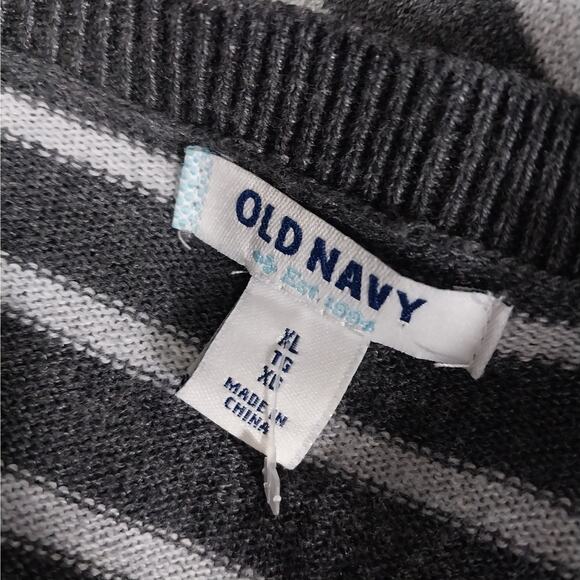 OLD NAVY! ASH & CHARCOAL GRAY FINE KNIT STRIPED, V-NECK SEESTER DRESS! SZ XL - Picture 9 of 11